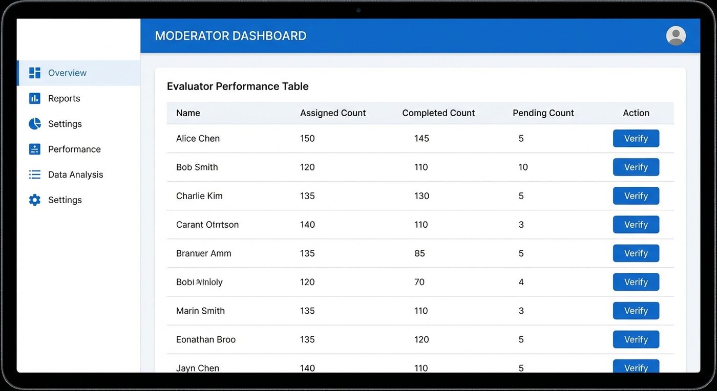 Moderator dashboard
