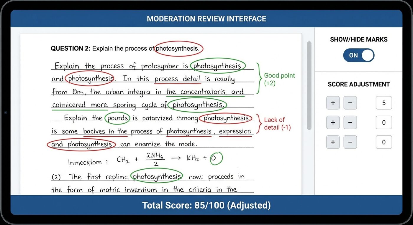 Verification overlay with evaluator marks